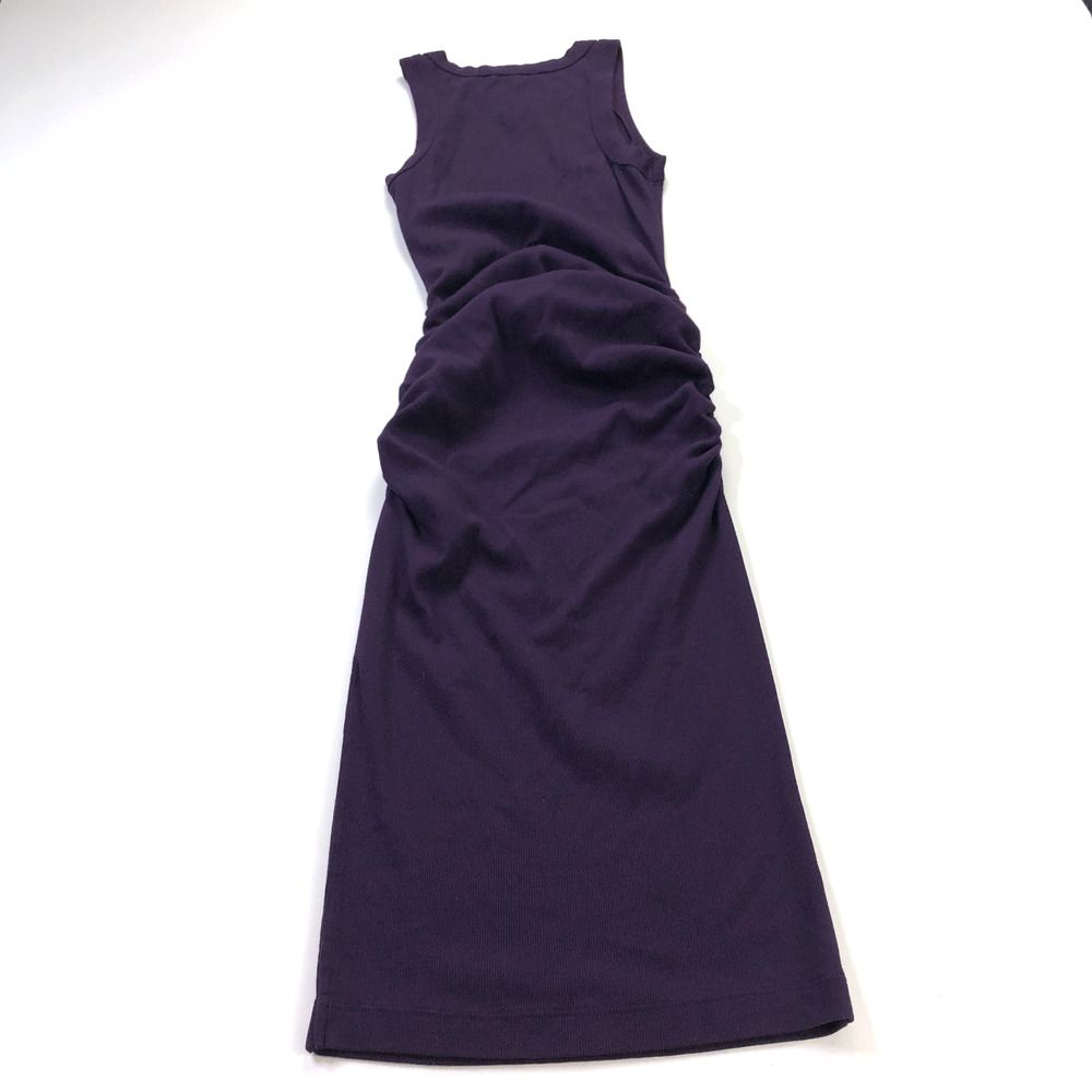 Michael Stars Small Ribbed Ruched Women's Midi Below Knee Dress Purple MINT